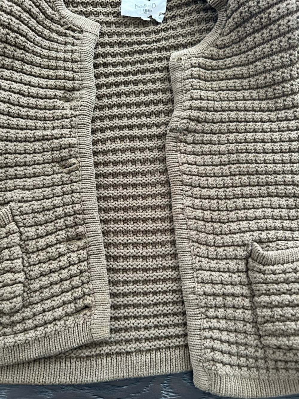 ba&sh Gaspard Cardigan Tan Open-Weave Knit Crop - Picture 11 of 11